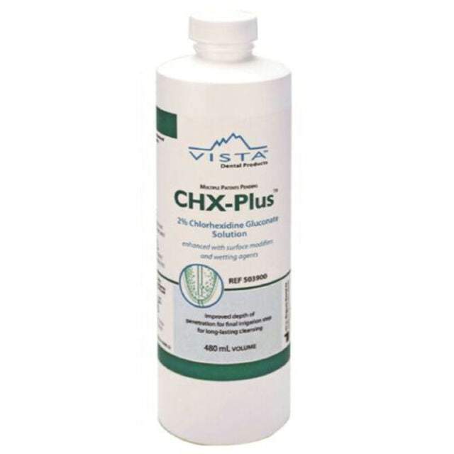 Vista Dental 503900 CHX Plus Irrigant 2% Chlorhexidine Gluconate Solution 16 Oz Vista Dental 503900 CHX Plus Irrigant 2% Chlorhexidine Gluconate Solution 16 Oz